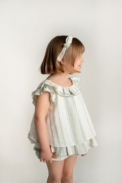 Conj. Blusa Niña Amarre En Espalda Y Short Tipo Culotte