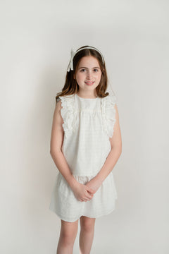 Conj. Blusa Niña Con Olanes Talle Y Falda Enresortada Off White