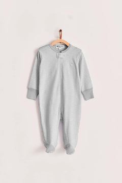 Footie Zipper Rib Ray Bco/Gris