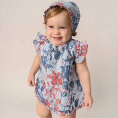 Jesusito Lino Azul Coral Lino Olanes En Sisas Y Filo Ruedo con Culotte