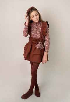 Conj. Blusa Flores Chirul Con Falda Tirantes De Olanes