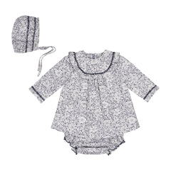 Vestido Bebé Con Calzón Gris Marino Y Cielo