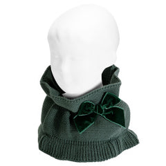Cuello Punto Bobo Fruncido Con Lazo Terciopelo Pino
