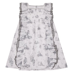 Vestido Lino Toile De Joy Gris Blanco Combinación Olán Rayas