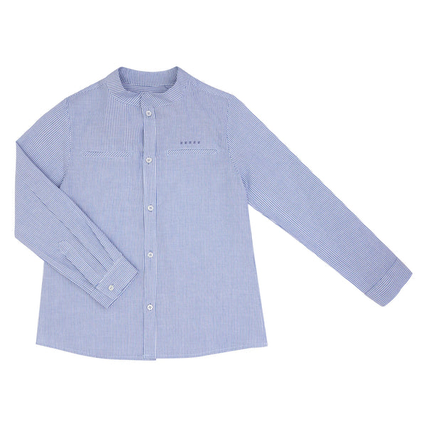 Camisa Micro Rayas Azul Blanco