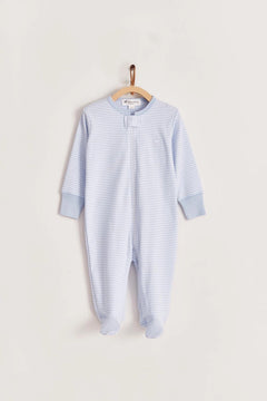 Footie Zipper Rib Ray Bco/Celeste