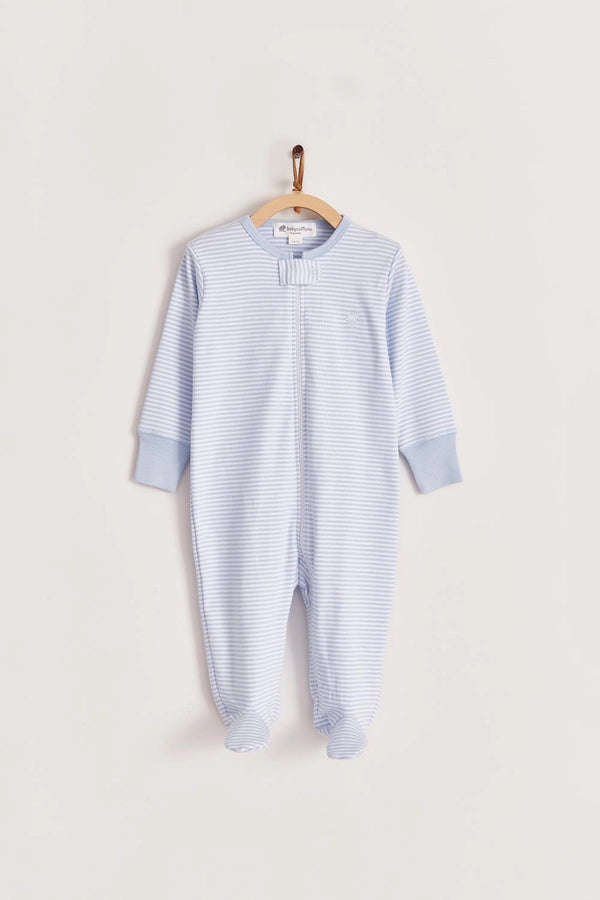 Footie Zipper Rib Ray Bco/Celeste