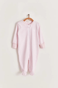 Footie Zipper Rib Ray Bco/Rosa