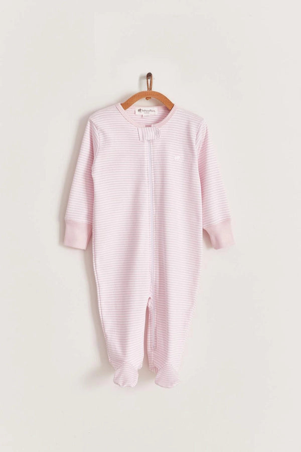 Footie Zipper Rib Ray Bco/Rosa