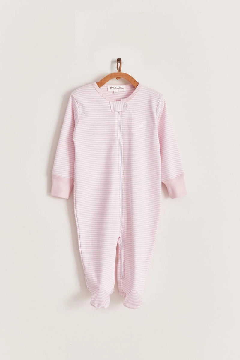 Footie Zipper Rib Ray Bco/Rosa