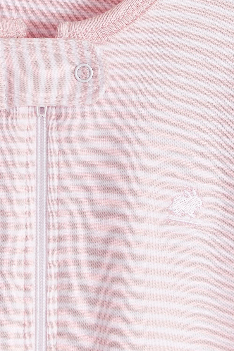 Footie Zipper Rib Ray Bco/Rosa