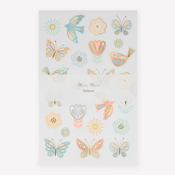 Birds & Butterflies Tattoo Sheet