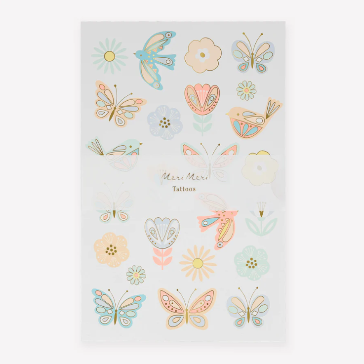 Birds & Butterflies Tattoo Sheet