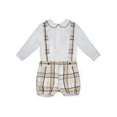 Conj. Camisa Algodón Suave Con Cuello Piceta Y Short Cuadros Tirantes