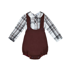 Conj. Camisa Cuadros Gris Shedron Cuello Bebe Y Ranita Con Tirantes