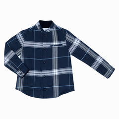 Camisa Cuadros Navy Blanco Con Vivo Delantero