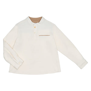 Camisa Off White Con Aletilla Y Puño Contraste En Vivo Arena