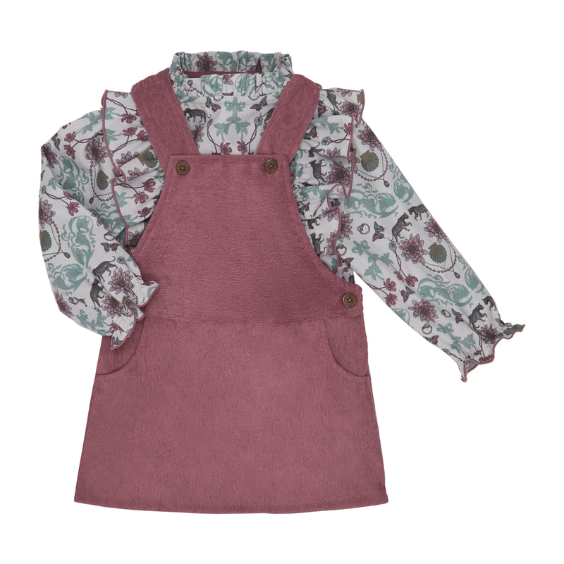 Conj. Blusa Print Jaguares Olanes En Talle Feston Y Jumper Pana Rosa Recto