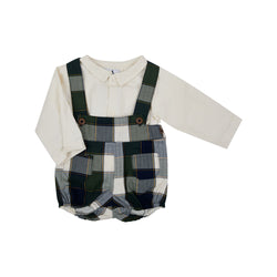 Conj. Camisa Con Cuello/Bolsillo Con Short Cuadros/Tirantes