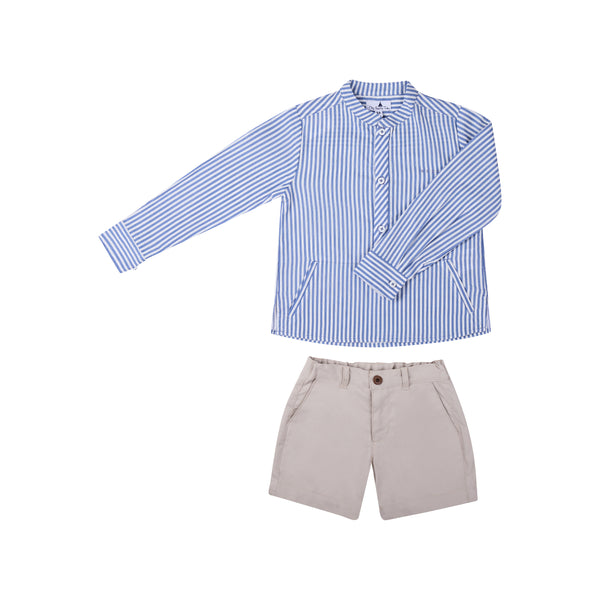 Conj. Camisa Rayas Plumbago Y Short Arena