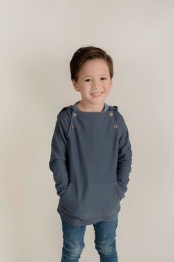 Sudadera De Niño Petroleo Tejido Punto Con Capucha Y Bolsas Canguro
