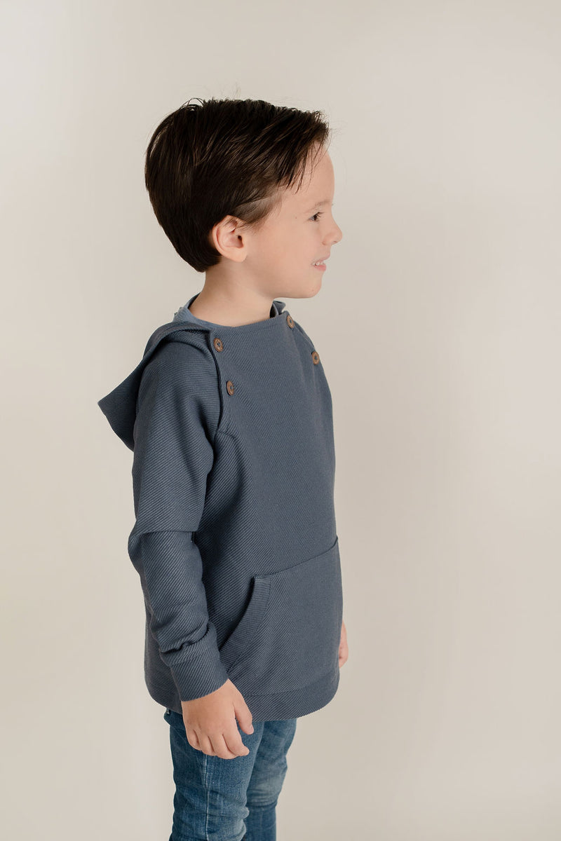 Sudadera De Niño Petroleo Tejido Punto Con Capucha Y Bolsas Canguro