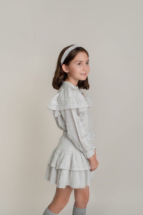 Conj. Blusa Alforzas En Olanes De Sisa Y Picueta Con Falda Olanes Picueta