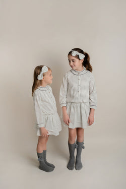 Vestido De Niña Rayas Tejido De Punto Con Falda Doble Olan
