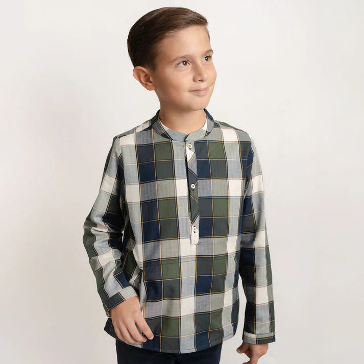 Camisa Cuadros Verde Con Vivos Tipo Canguro Funcionales