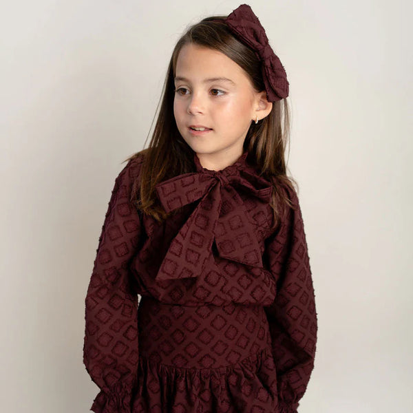 Conj. Blusa Corbata y Falda Globo Tela Brocado