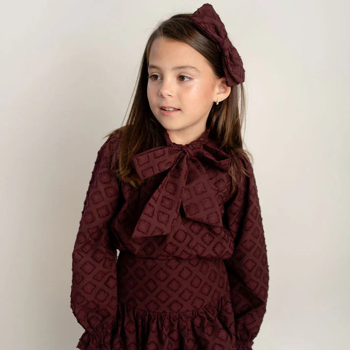 Conj. Blusa Corbata y Falda Globo Tela Brocado