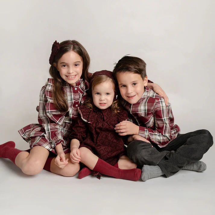 Conj. Blusa Cuadros Olanes En Talle Y Falda Cuadros Cintura Elastica