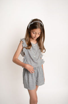 Enterizo Short Con Picueta Contraste Taupe