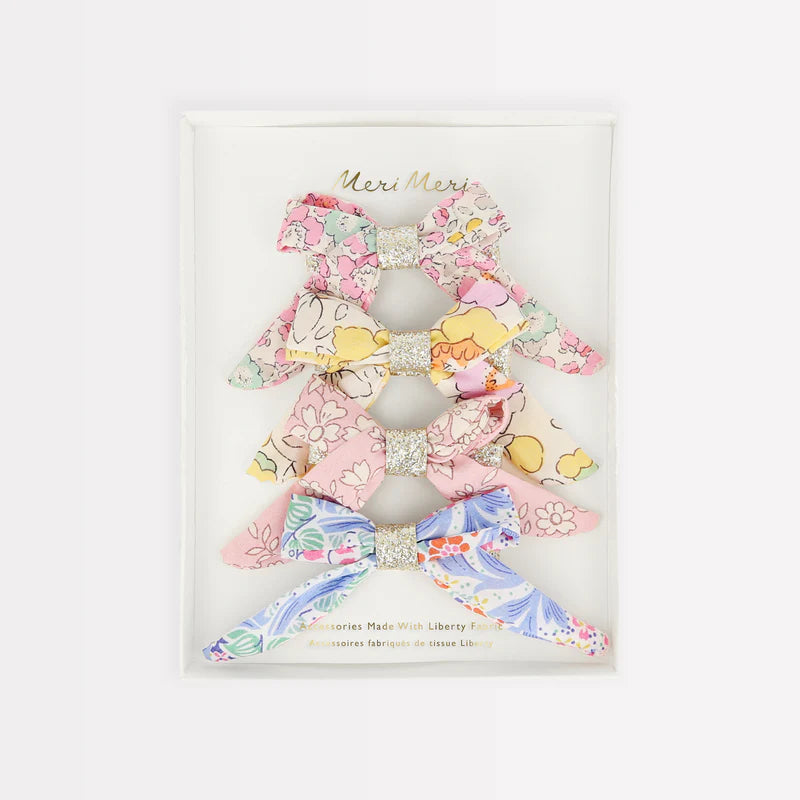 Floral Bow Hair Clips