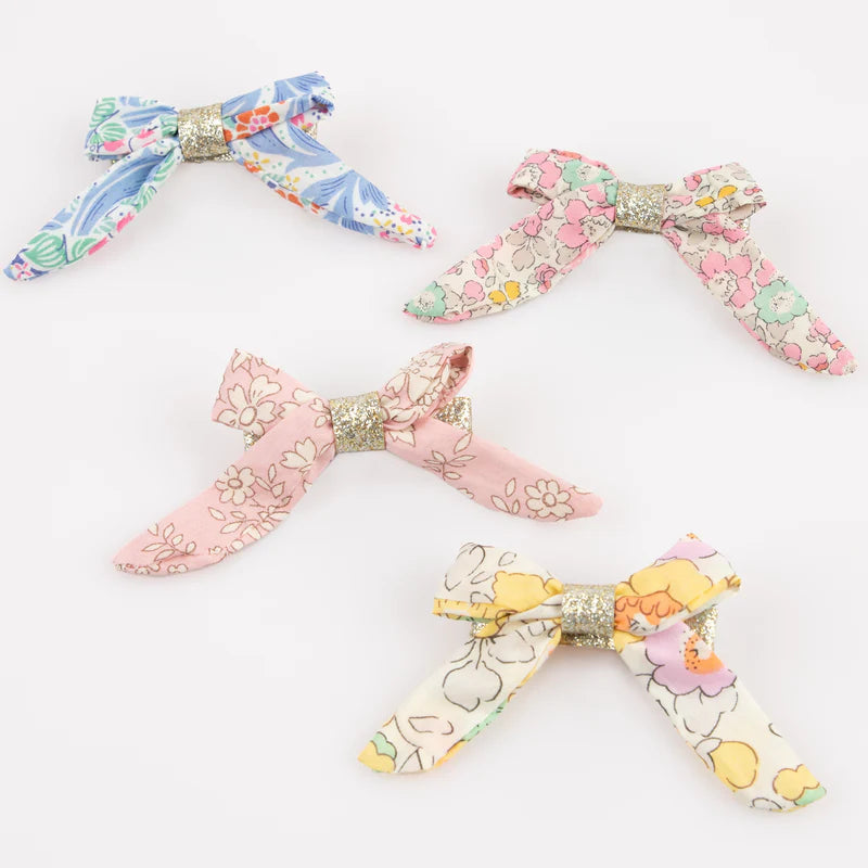 Floral Bow Hair Clips