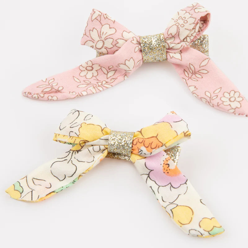 Floral Bow Hair Clips