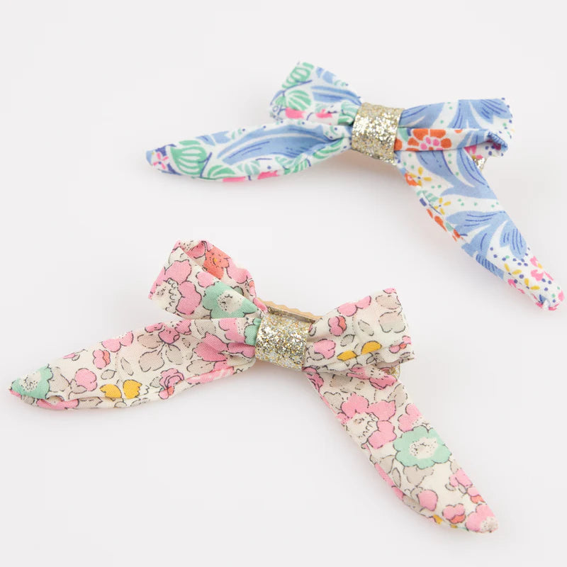 Floral Bow Hair Clips