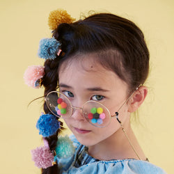 Gingham And Big Pom Pom Hair Clips