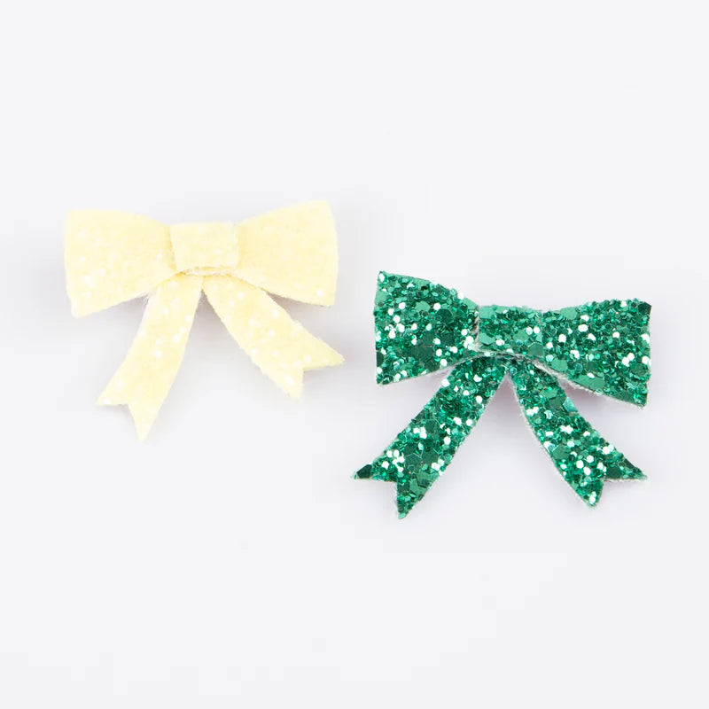 Glitter Bow Hair Clips