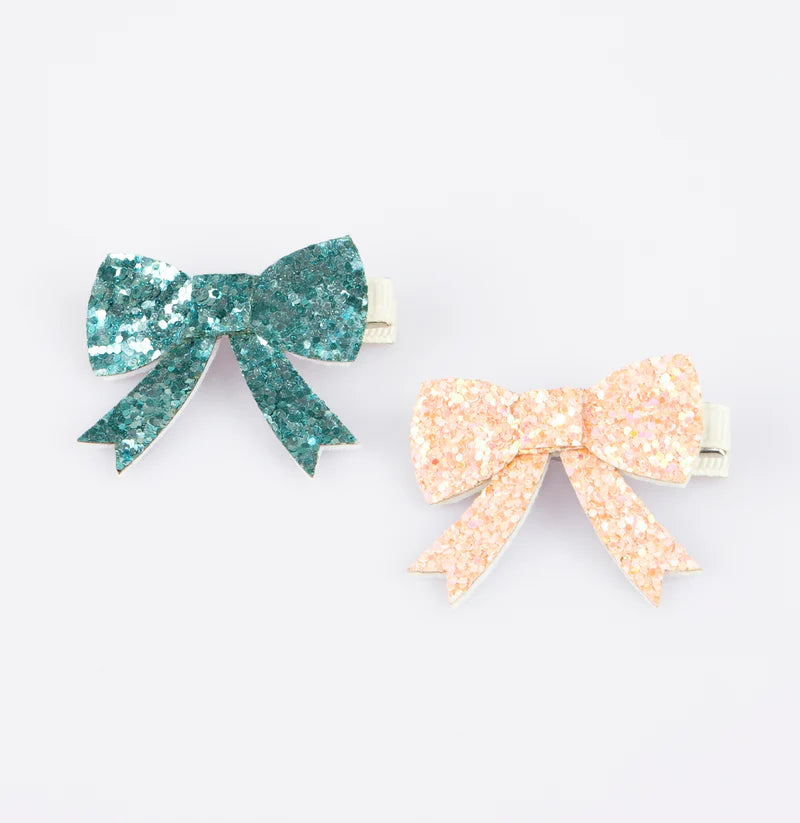 Glitter Bow Hair Clips