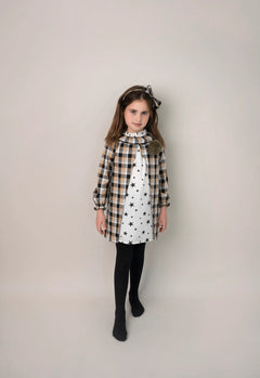 Vestido Cuadros Estrellas Pompon Olivo