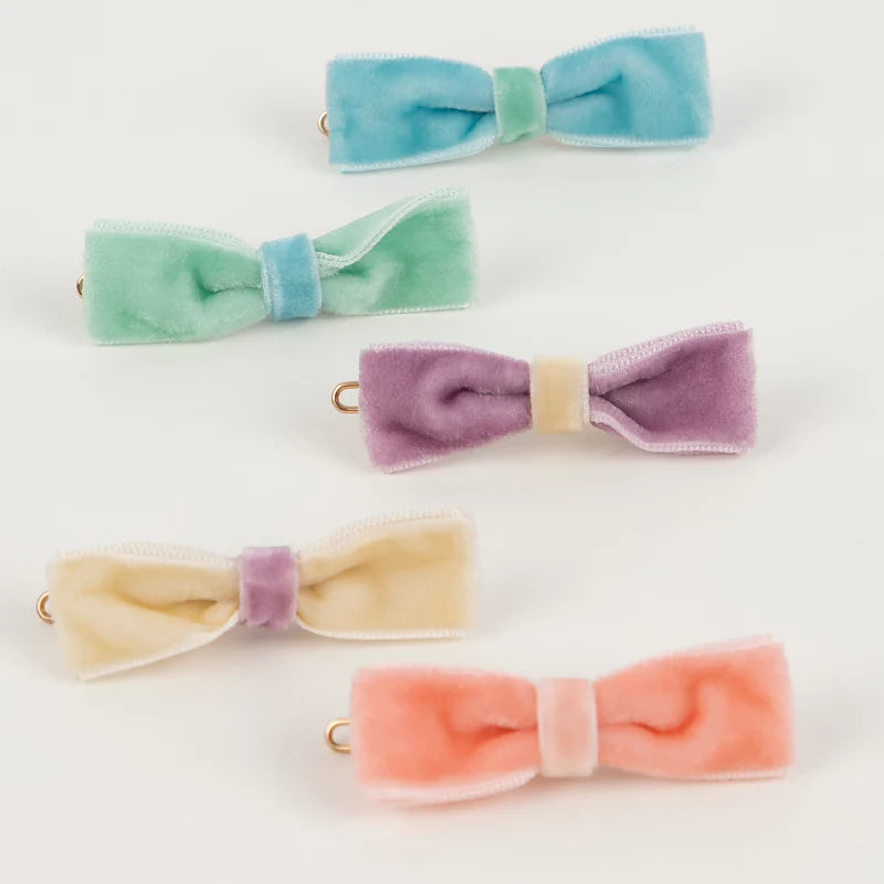 Pastel Velvet Mini Bow Clips