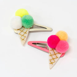 Pompom Ice Cream Hair Clips