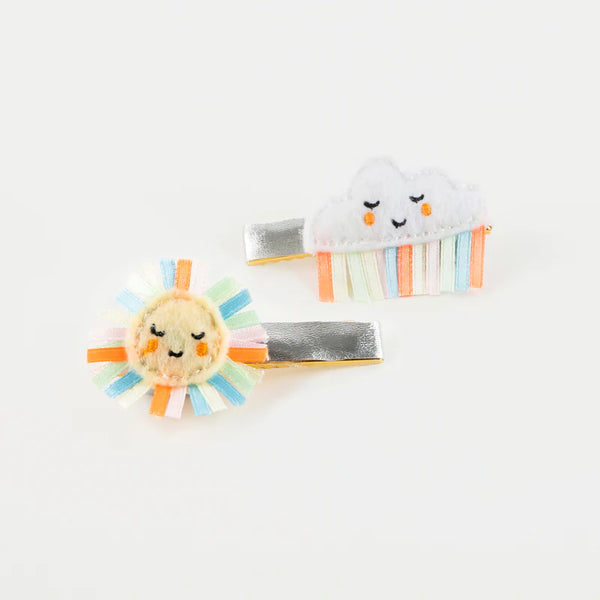 Rainbow Sun & Cloud Hair Clips