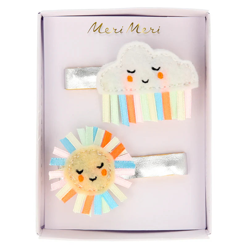 Rainbow Sun & Cloud Hair Clips