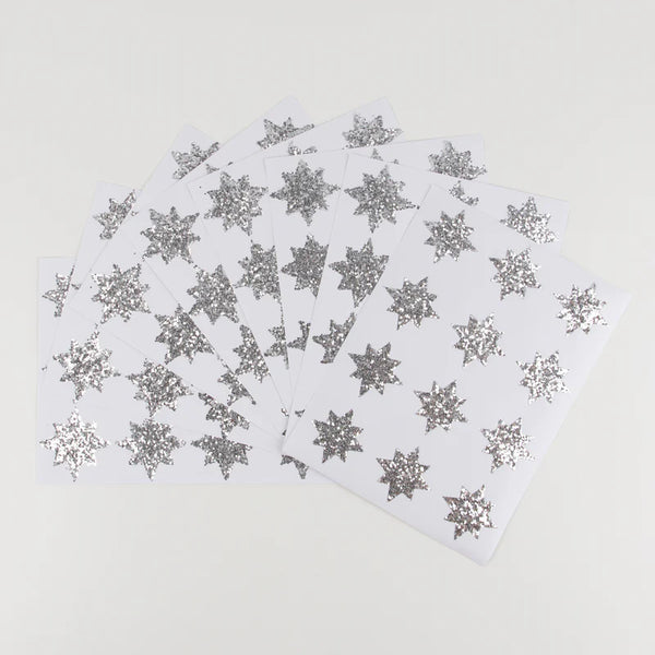 Silver Eco Glitter Star Stickers