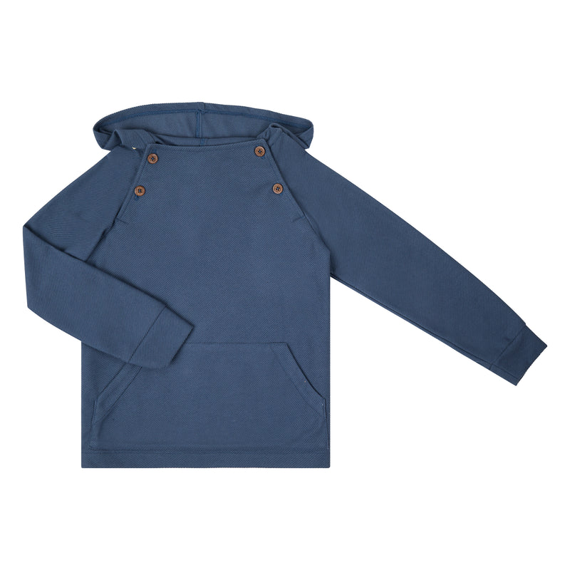 Sudadera De Niño Petroleo Tejido Punto Con Capucha Y Bolsas Canguro