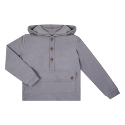Sudadera Gris Con Media Aletilla Capucha Y Cartera Y Bolsillo Canguro