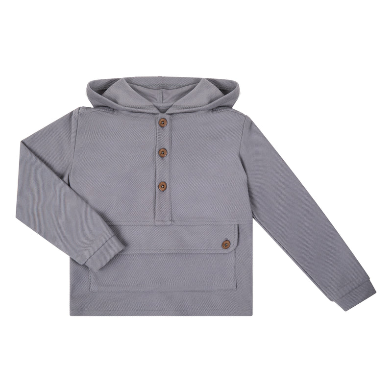Sudadera Gris Con Media Aletilla Capucha Y Cartera Y Bolsillo Canguro
