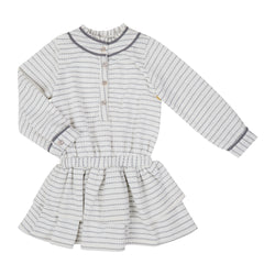 Vestido De Niña Rayas Tejido De Punto Con Falda Doble Olan